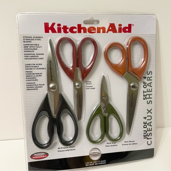 KitchenAid Multi-Color Shears Set All Purpose Utility Herb Snips Bent Scissors - Picture 4 of 12